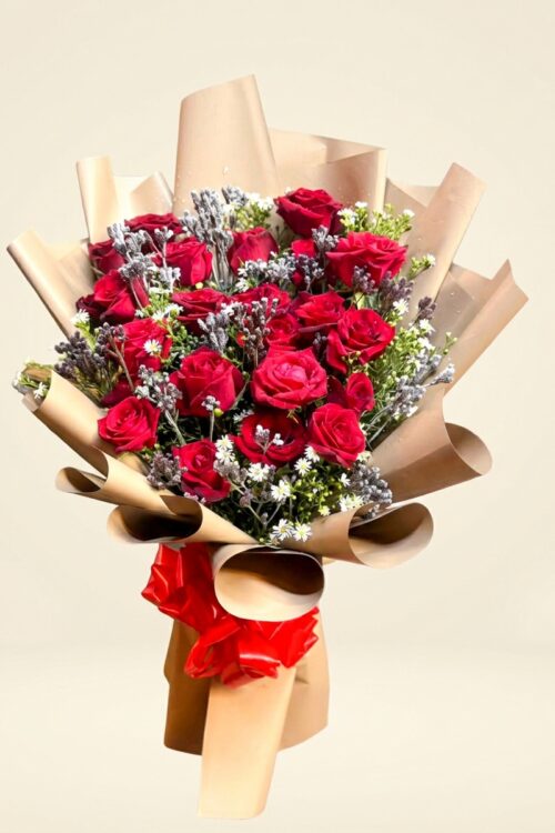 Rustic Romance: Premium Red Rose Bouquet