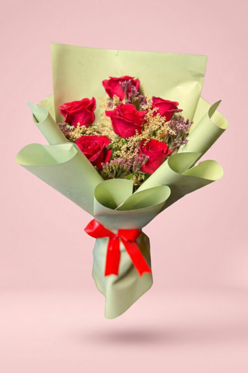 Scarlet Charm: 6 Red Roses Bouquet