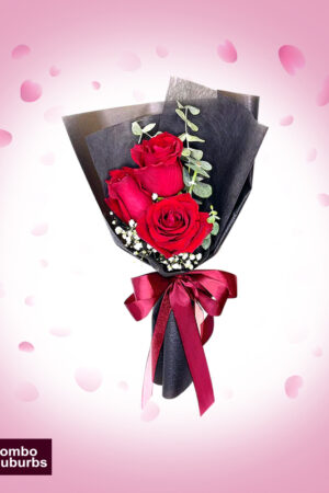Midnight Passion: 3 Red Roses in Black