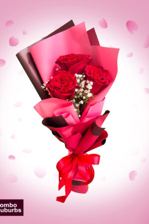 Pink Passion: 3 Red Roses Bouquet